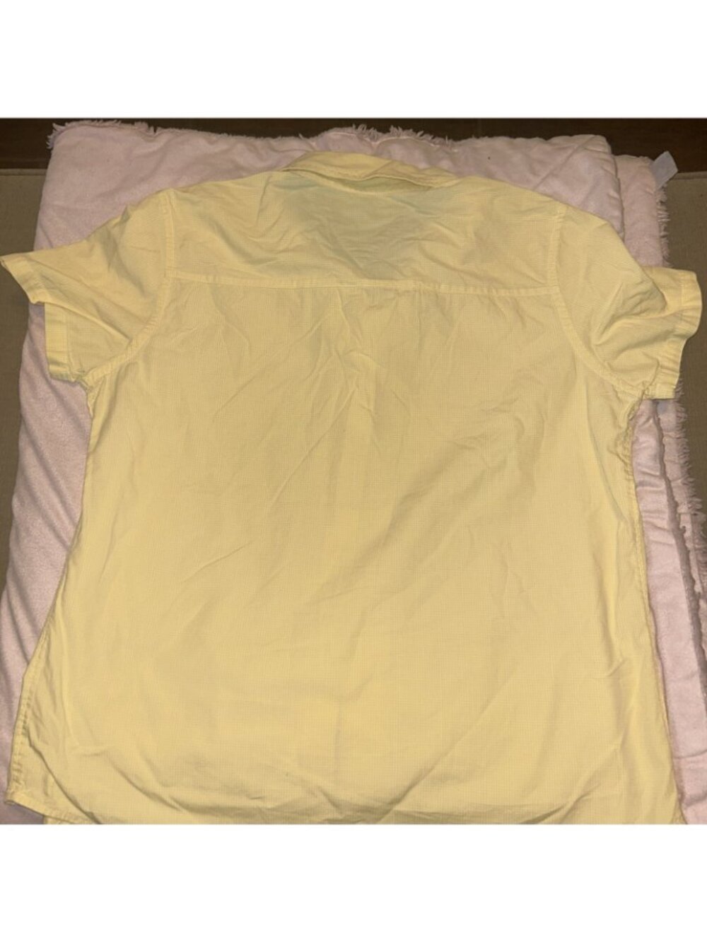 Tommy Hilfiger Womens sz 4 Yellow Cotton Stretch Preppy Button Shirt Short Sleev - Picture 9 of 12